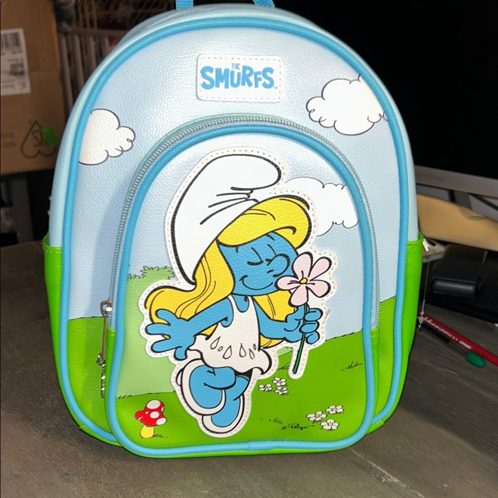 Smurfs Blue‎ and Green Backpack Purse